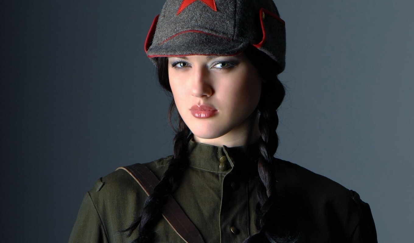 girl, russian, beauty, a cap, shape, soviet, the USSR, budenovka