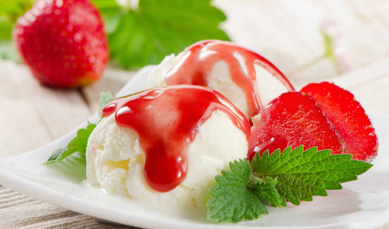dessert, strawberry, ice cream
