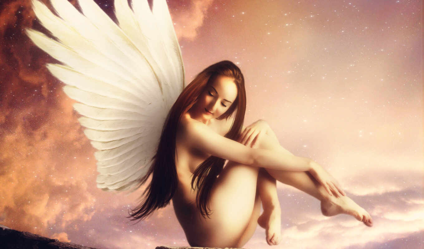 sky, girl, pose, angel, wings