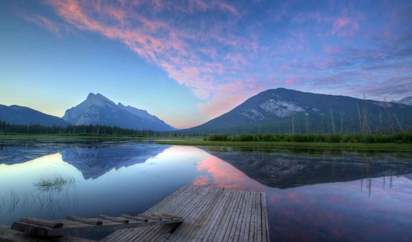 lake, nature, sky, background, funart