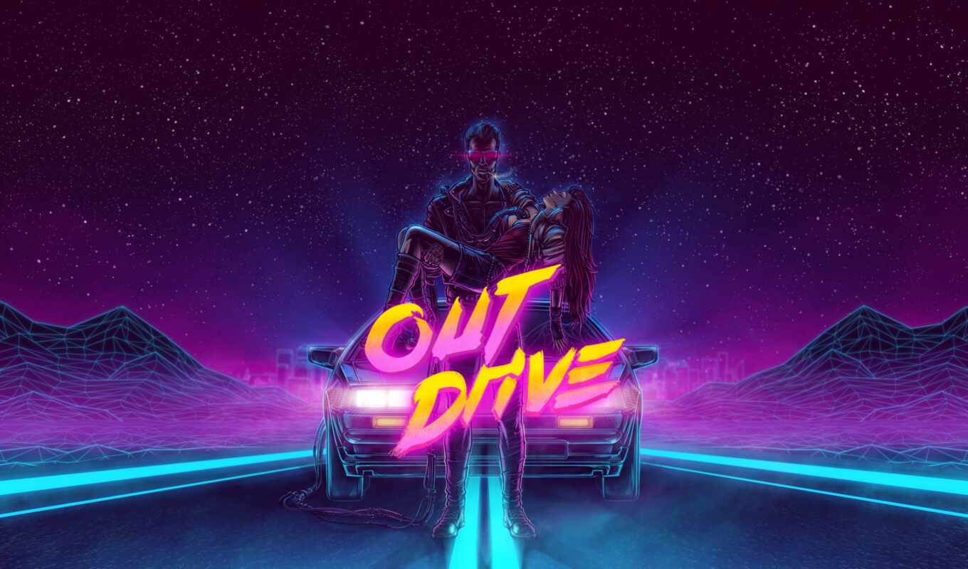 man, music, girl, game, car, drive, neon, delorean, synth, removal
