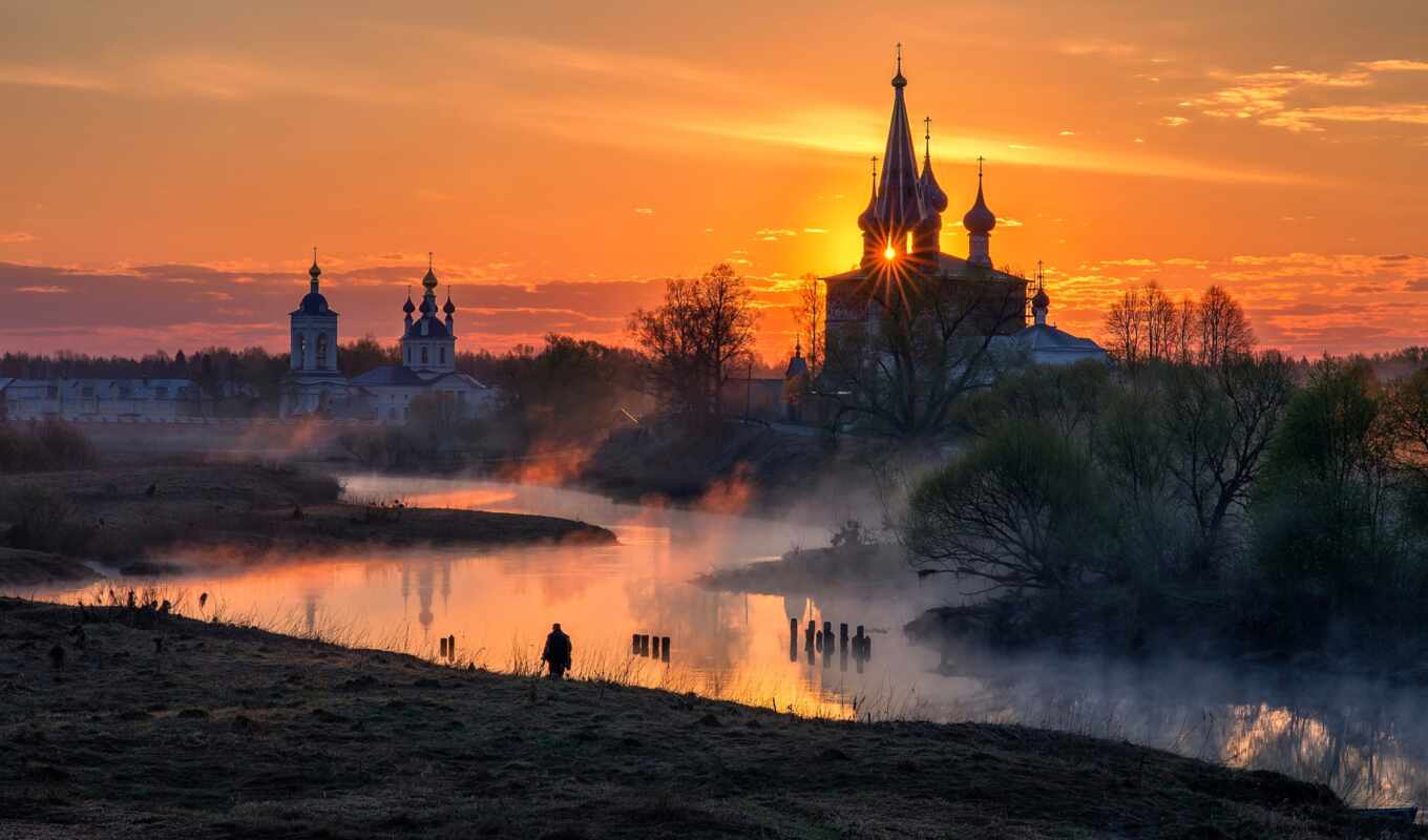фото, рассвет, landscape, площадь, россия, туман, church, journey, ивановская, cerkvushka