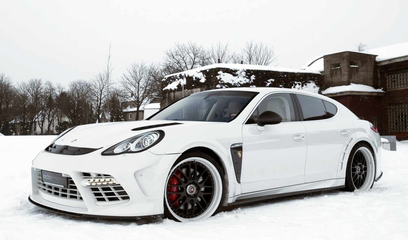 snow, car, Porsche, panamera