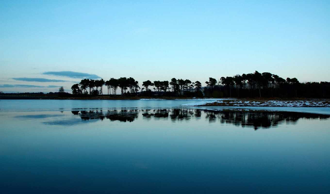 озеро, природа, совершенно, качественные, самые, красивые, вечер, море, берег, пальмы, trees