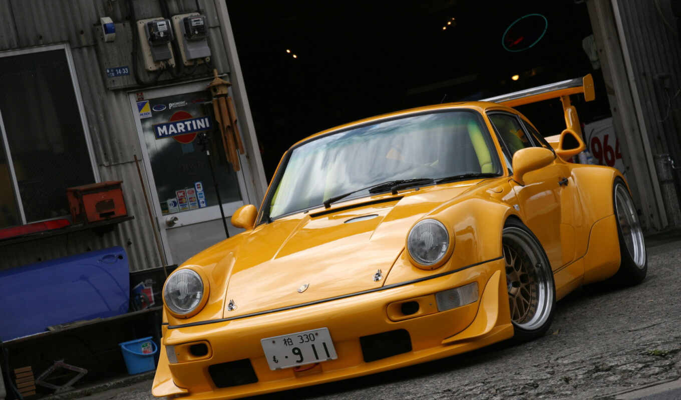 Porsche, compartment, yellow, sport car