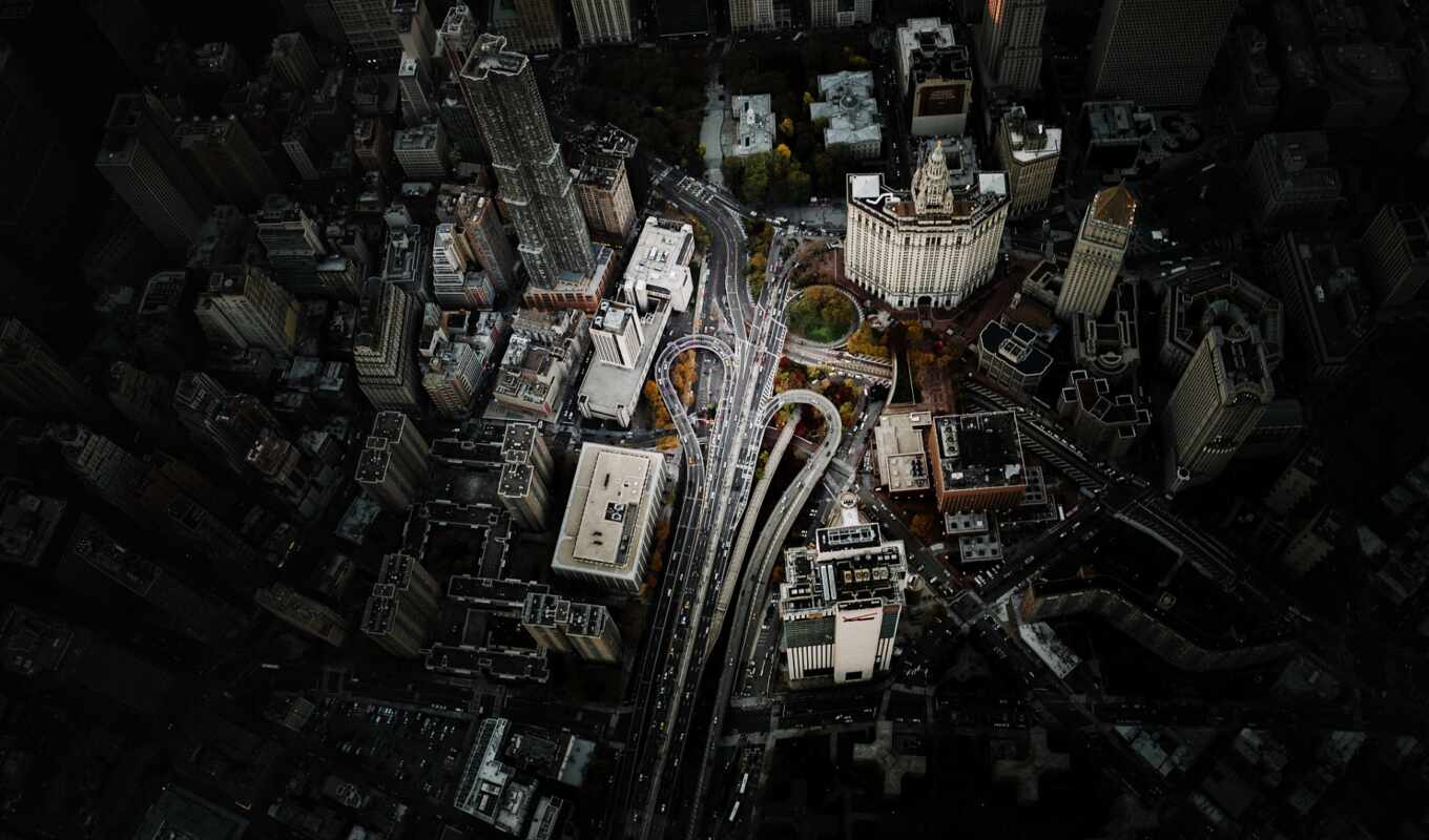 взгляд, фон, new, город, cityscape, usa, aerial, manhattan, york, небоскрёб