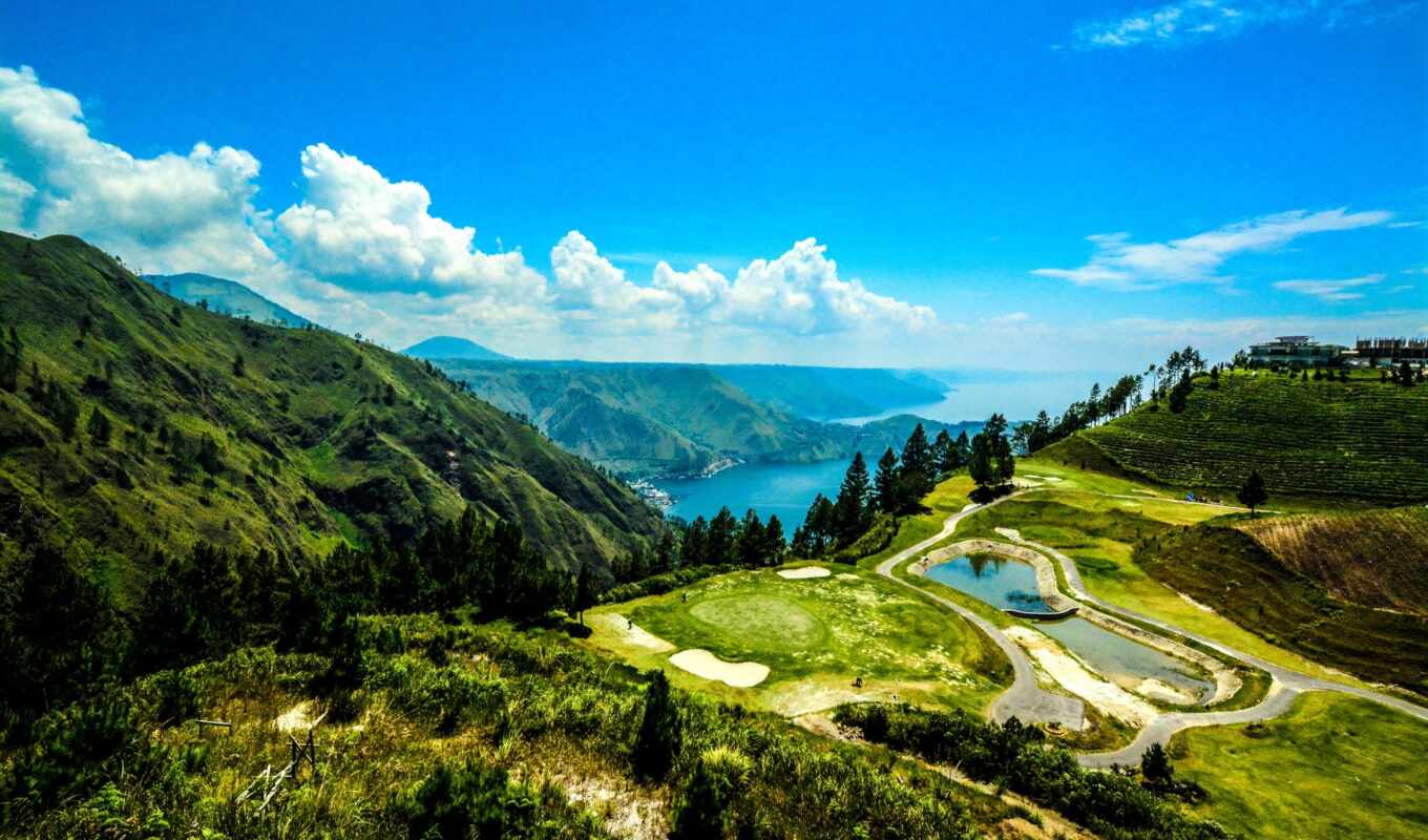 lake, mountain, indonesia, sumatra
