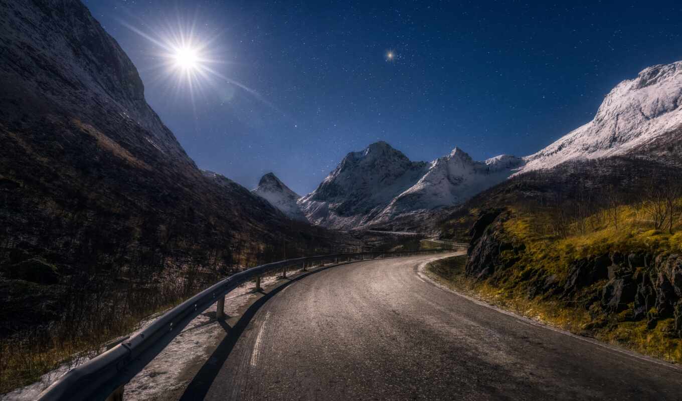 sky, free, night, mountain, road, one, to collect, high - quality, fonwall