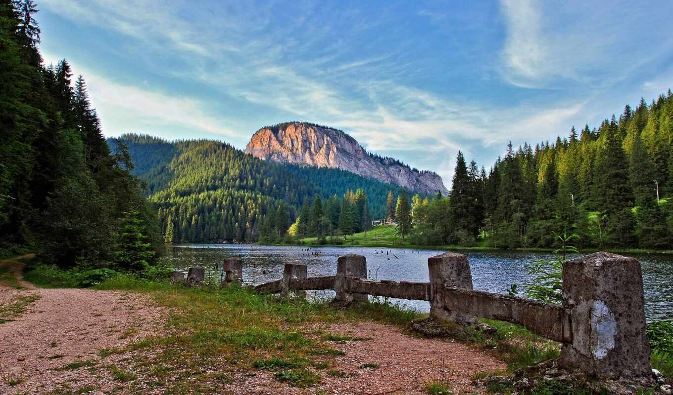 lake, mountain, path, romania, frest