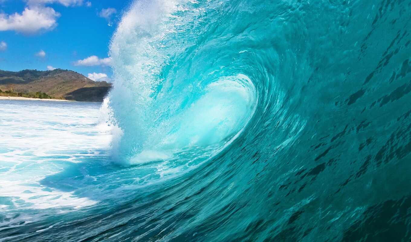 nature, blue, water, sea, ocean, splashes, wave
