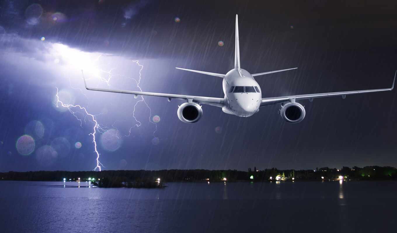 дождь, ночь, пассажирский, plane, weed