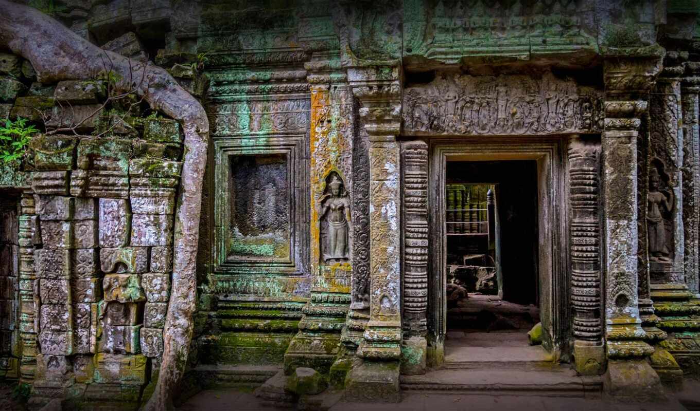 храм, ta, cambodia, prohm