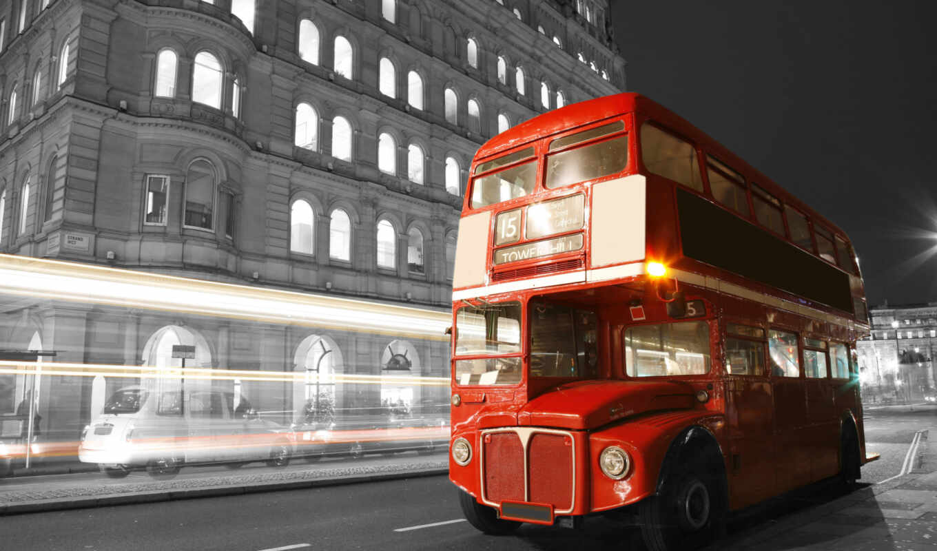 city, night, street, England, london, bus