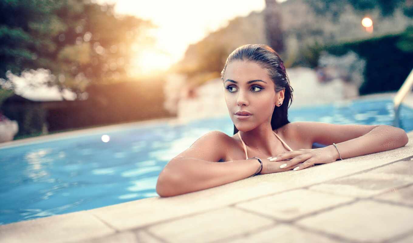 girl, summer, house, sexy, blonde, swimming pool, sunshine, swimming, cicco