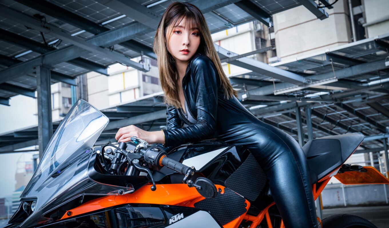 женщина, мотоцикл, модель, asian
