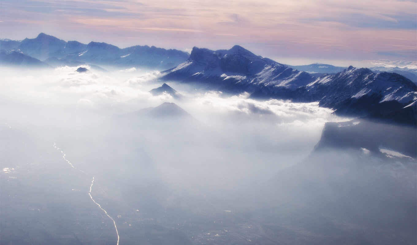 desktop, mountain, mountains, fog, aerial, clouds, mist