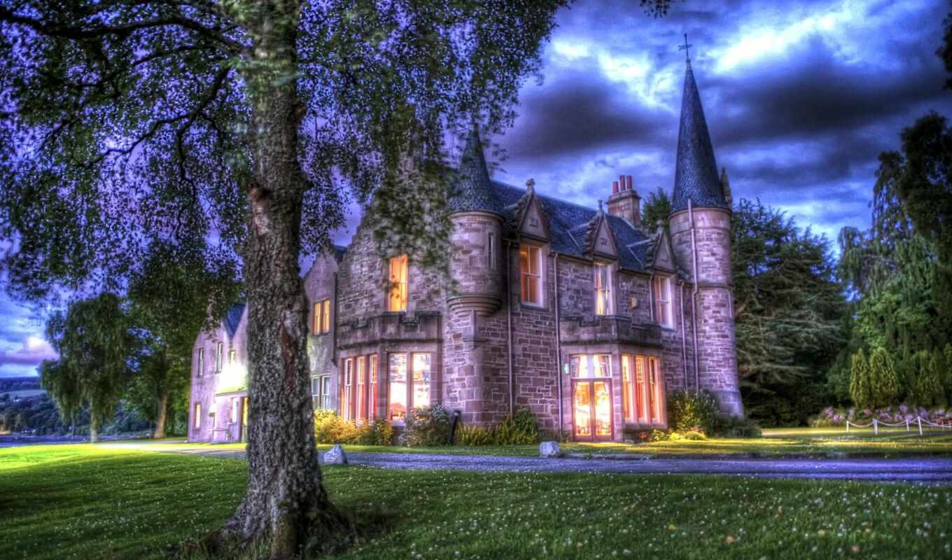 house, castle, hdr, шотландия, wonderful, газон, inverness, bunchrew
