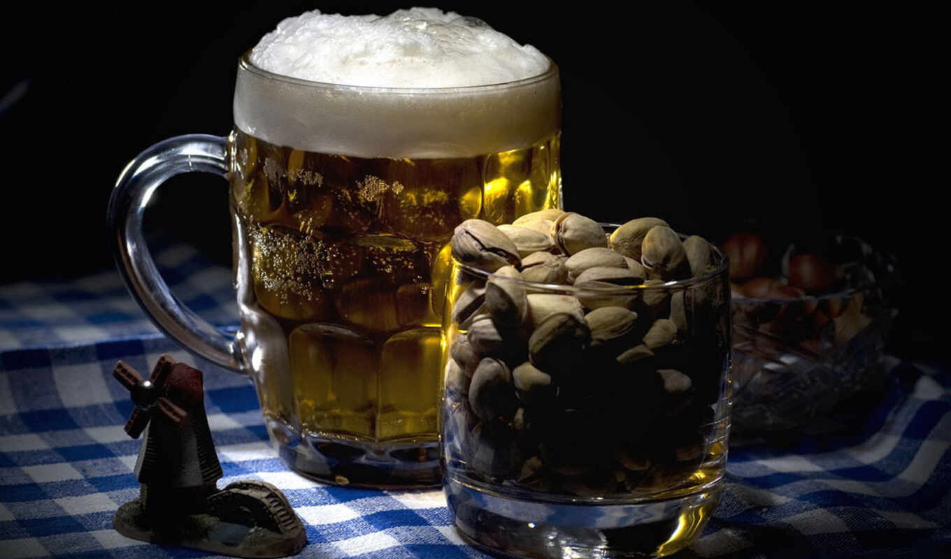 glass, пиво, орешки