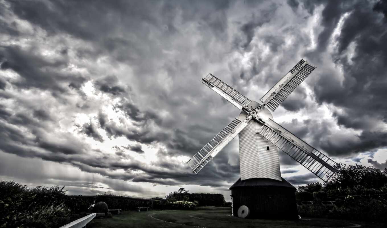 photo, black, white, architecture, world, wind, windmill