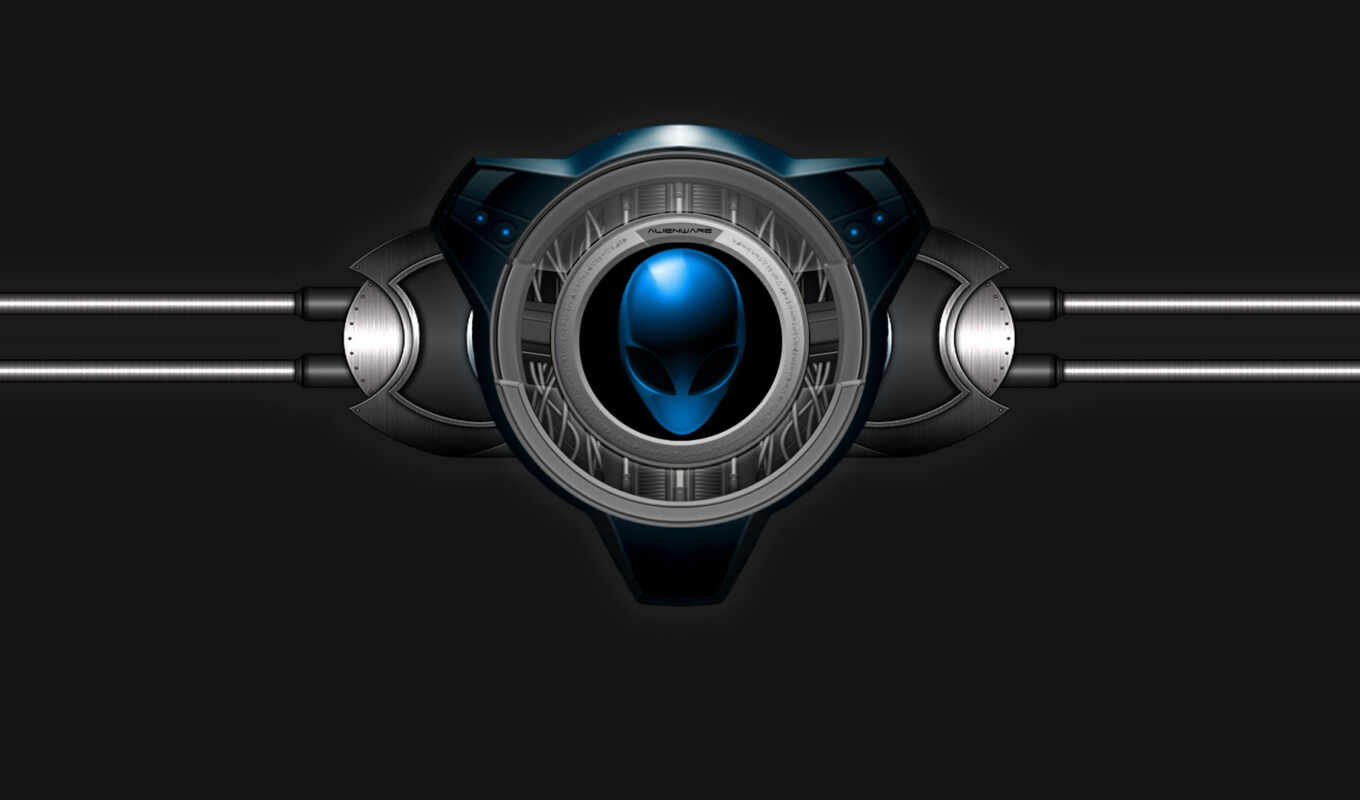 механизм, синий, лого, alienware