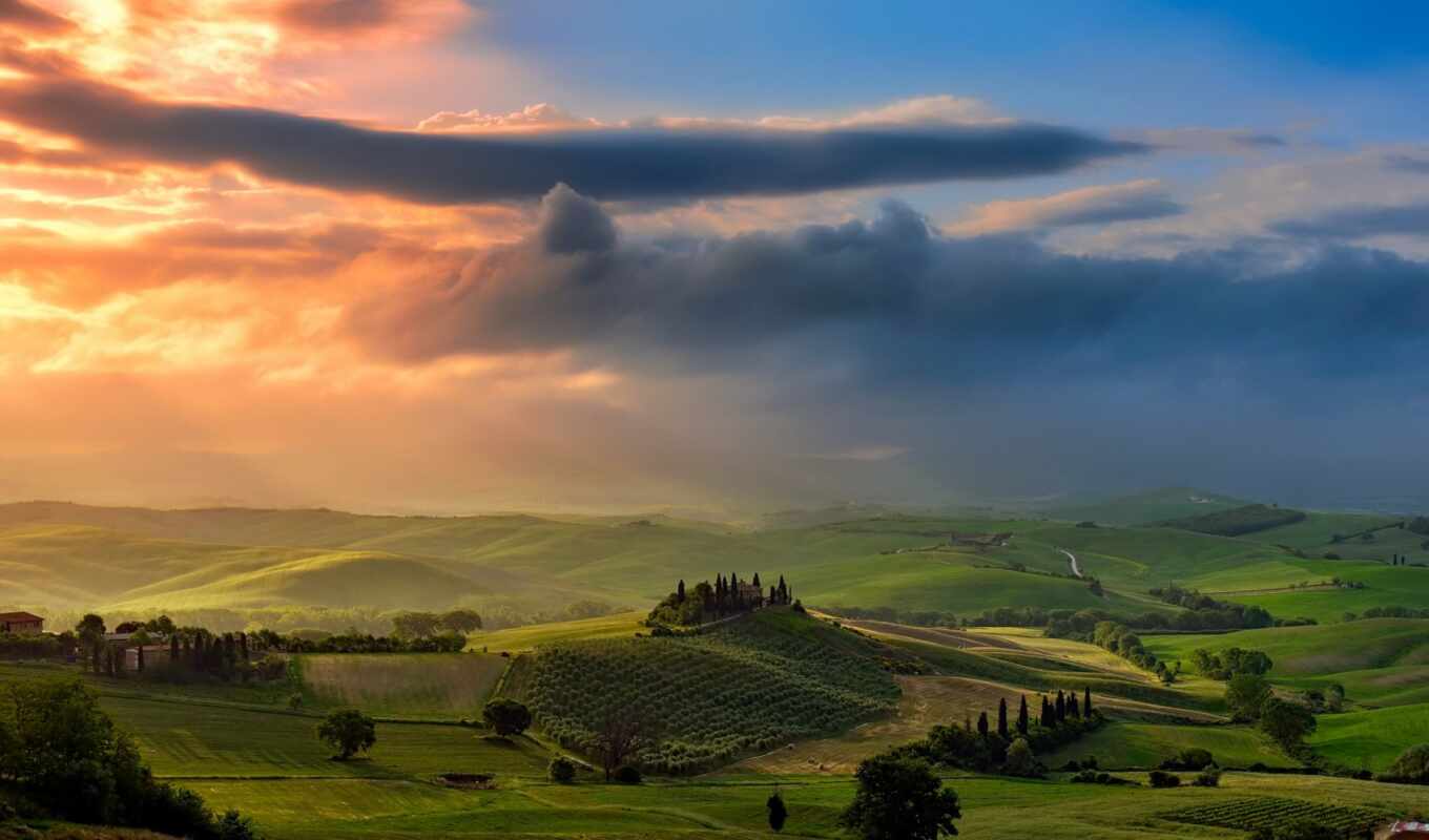 italian, cloud, valley, weed, italy, tuscany