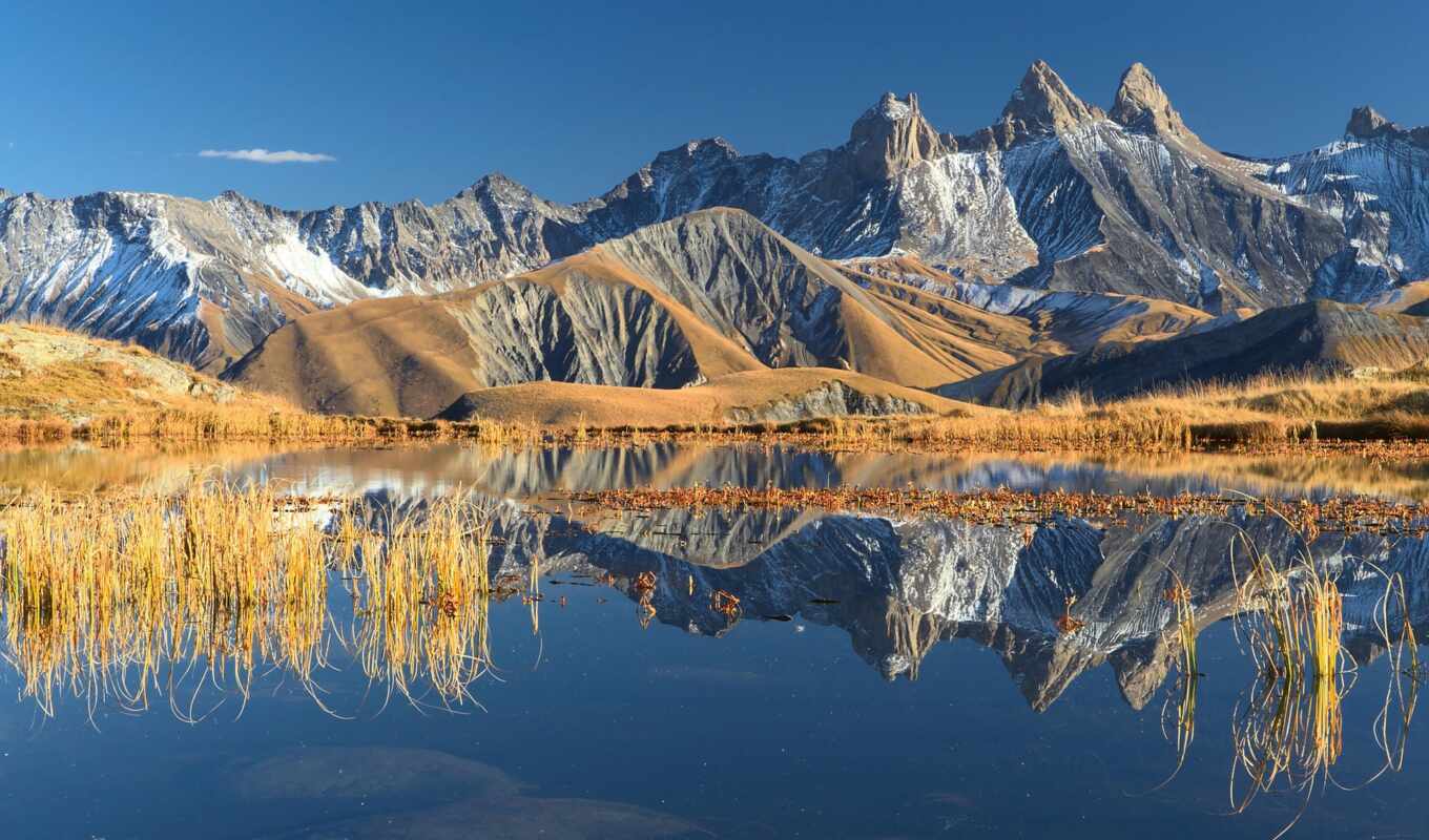 озеро, природа, небо, android, франция, осень, отражения, альпы, oblaka, горы