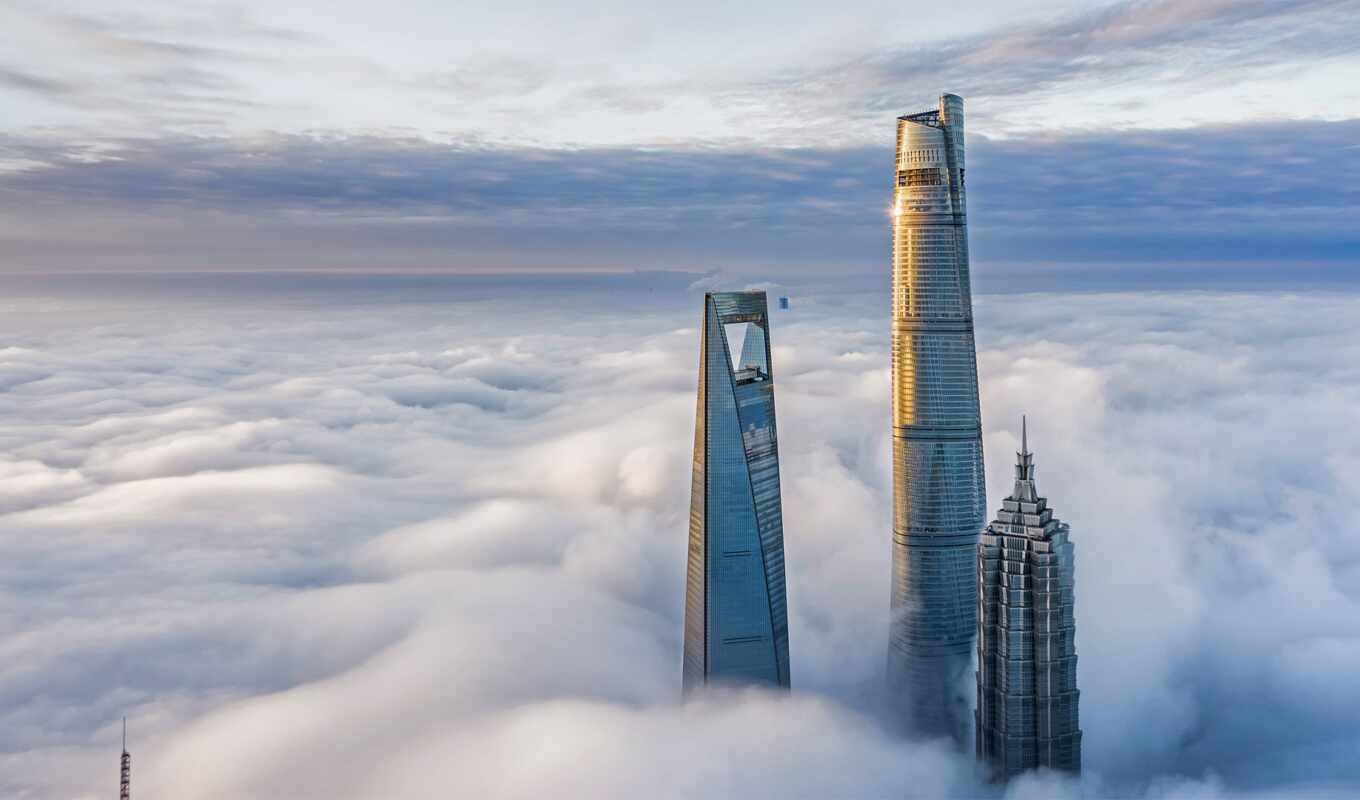 cloud, shanghai, china, skyscraper, district, tall, financial