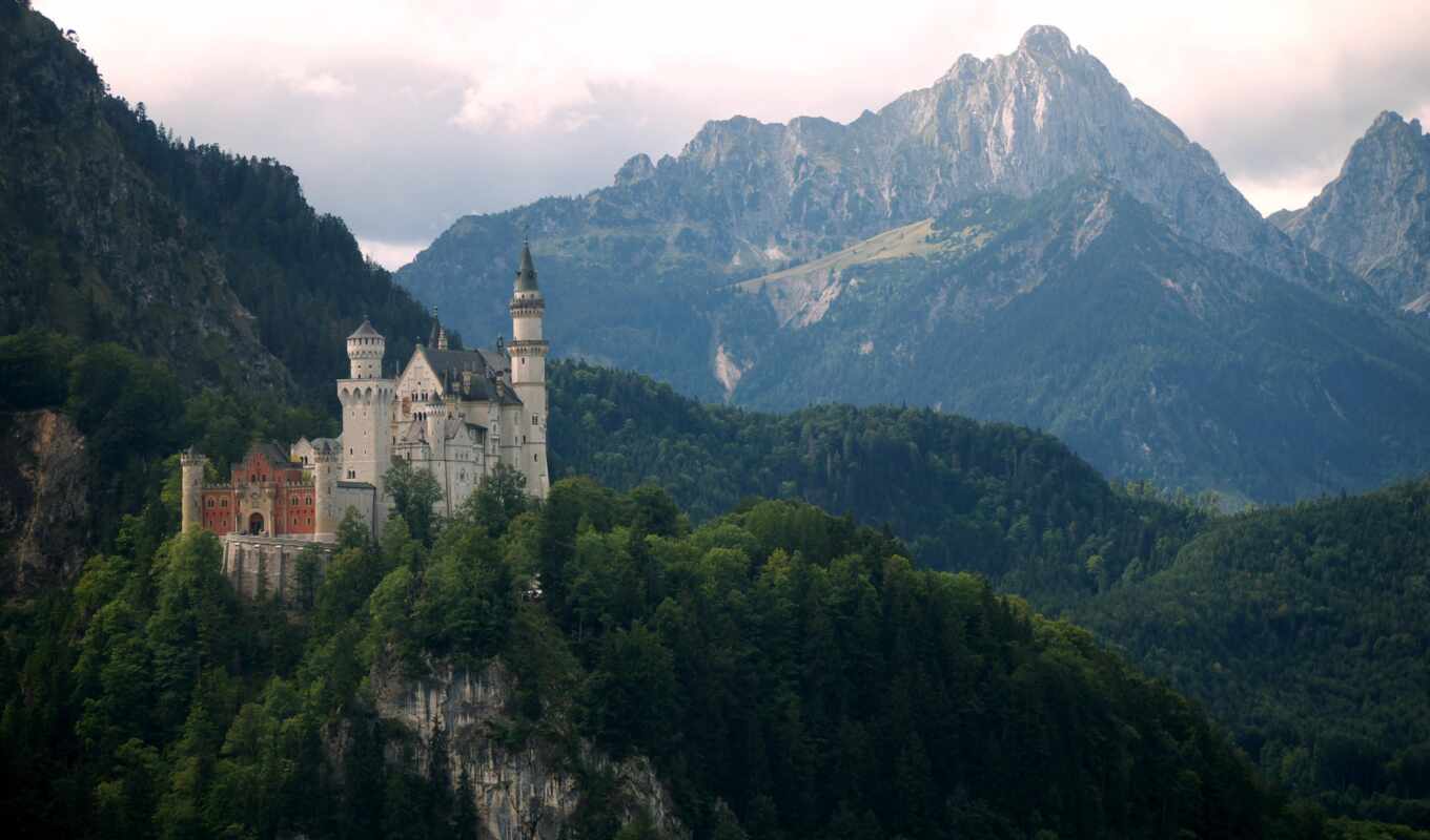 castle, german, нойшванштайн, бавария, горы, нойшванштайн