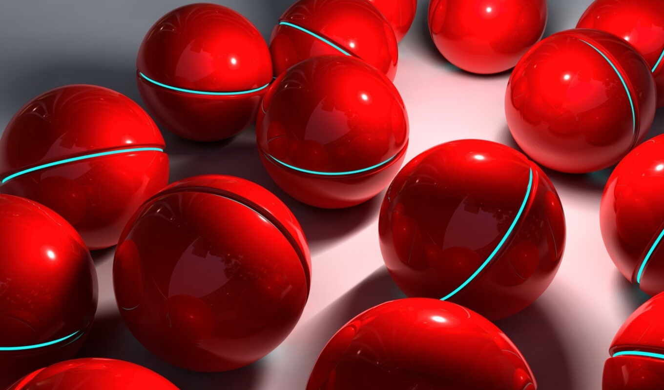 abstraction, Red, light, red, color, sphere, shadows, balls