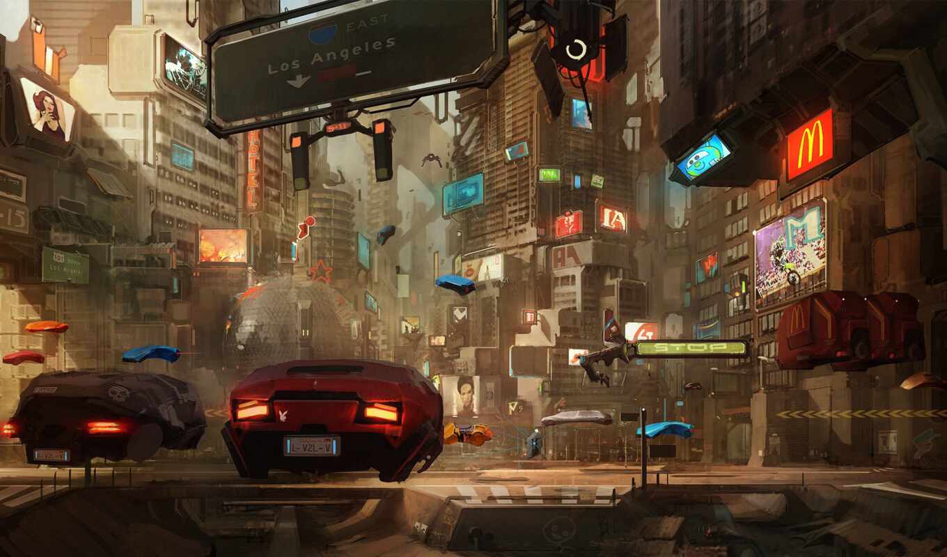 фантастика, new, город, car, fantasy, science, будущее, устройство, cyberpunk, futuristic, scus