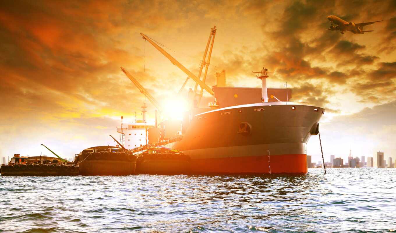 фото, loading, закат, корабль, architecture, море, import, ocean, экспорт