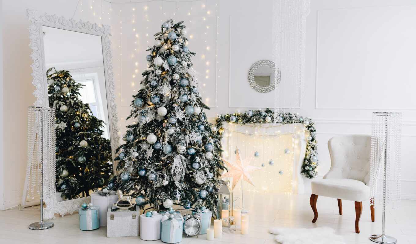 комната, дерево, new, год, christmas, интерьер, дар, украсить