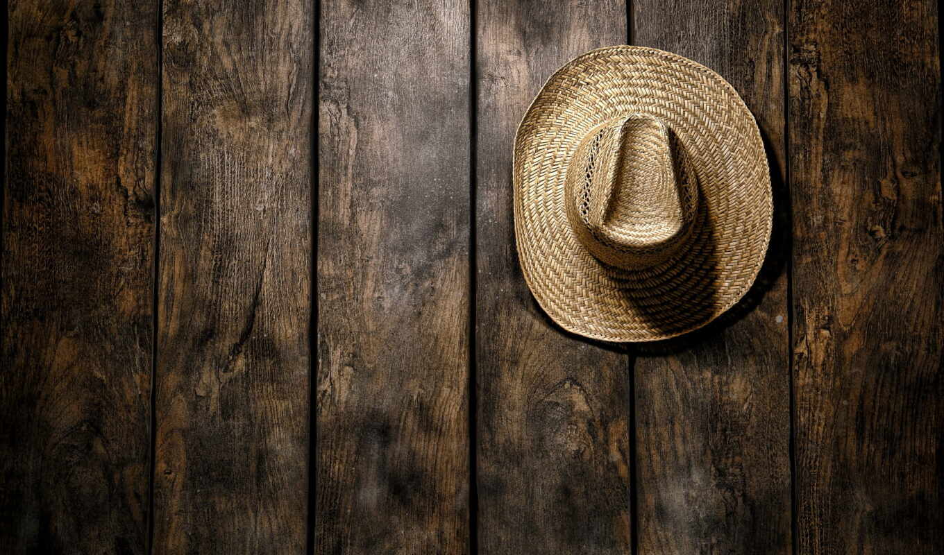 шляпа, country, солома, американский, традиционный, west, wood, hanging, фермер, родео