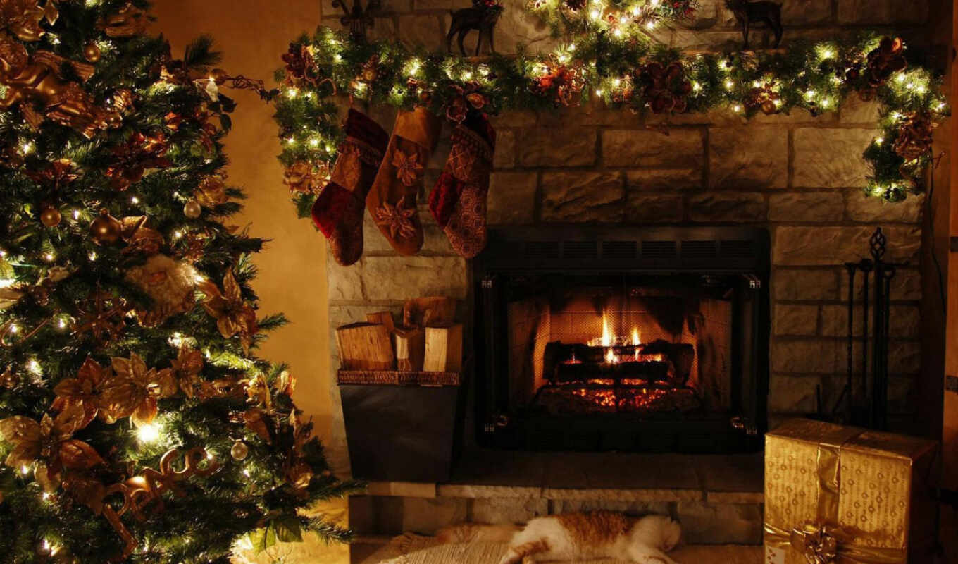 ipad, fireplace, year, new, decoration, house, christmas, holiday, holidays, Christmas tree, gifts, socks