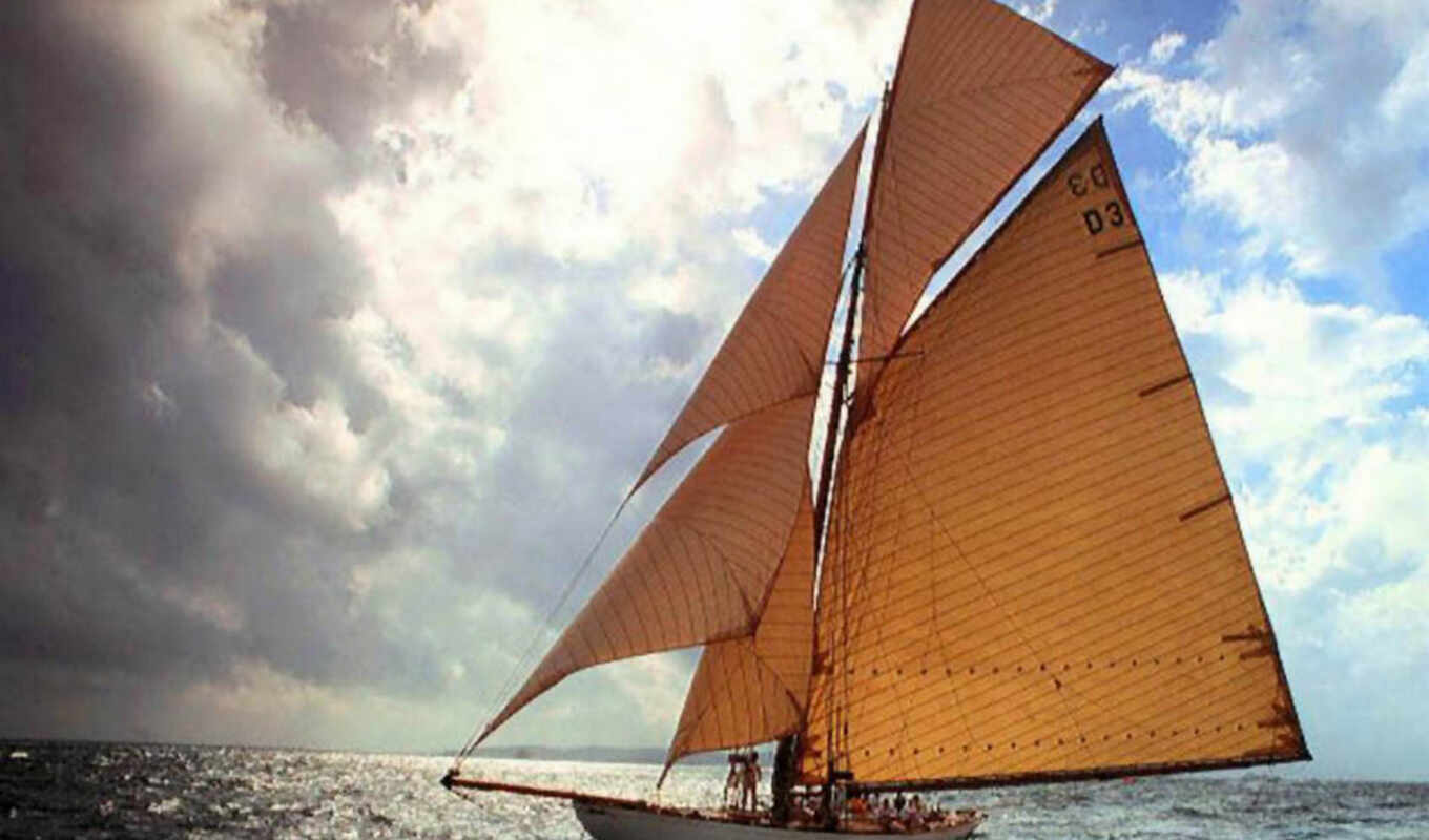 sky, sea, yacht, sails