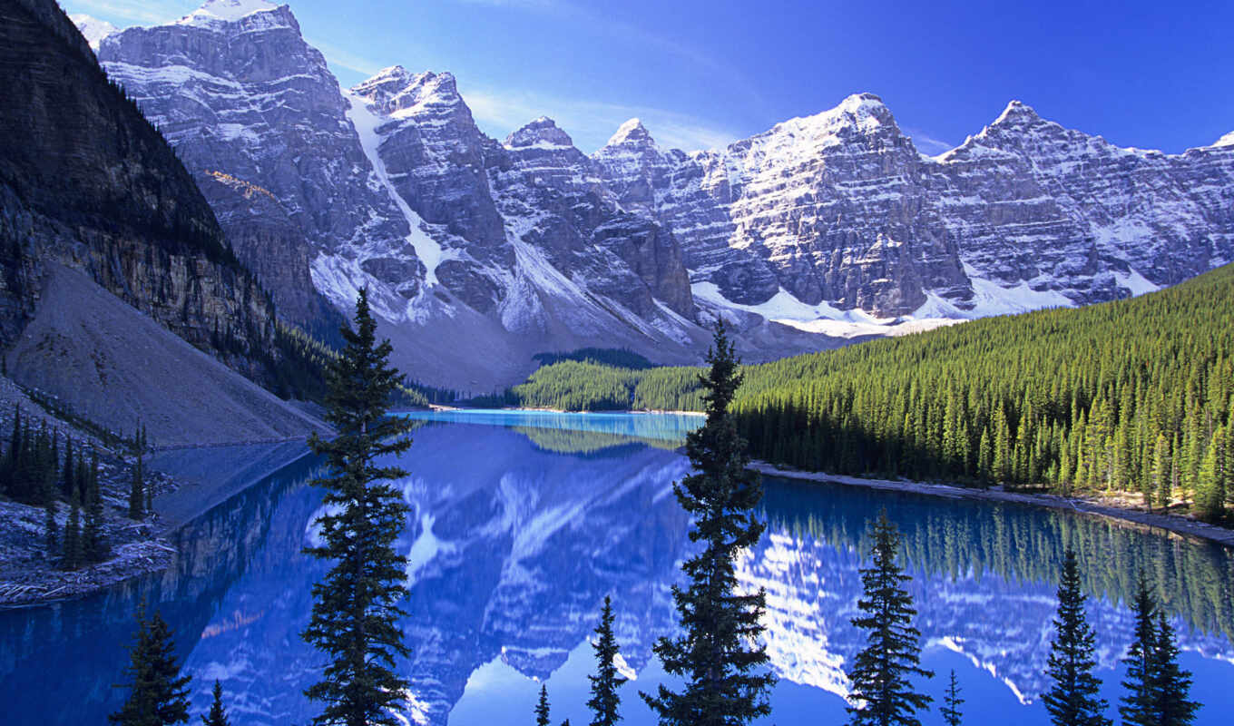 озеро, природа, water, альберта, канадский, горы