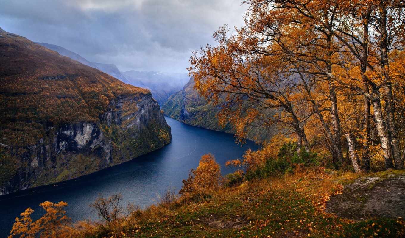 природа, осень, осени, норвегия, красиво, fjord, norwegian