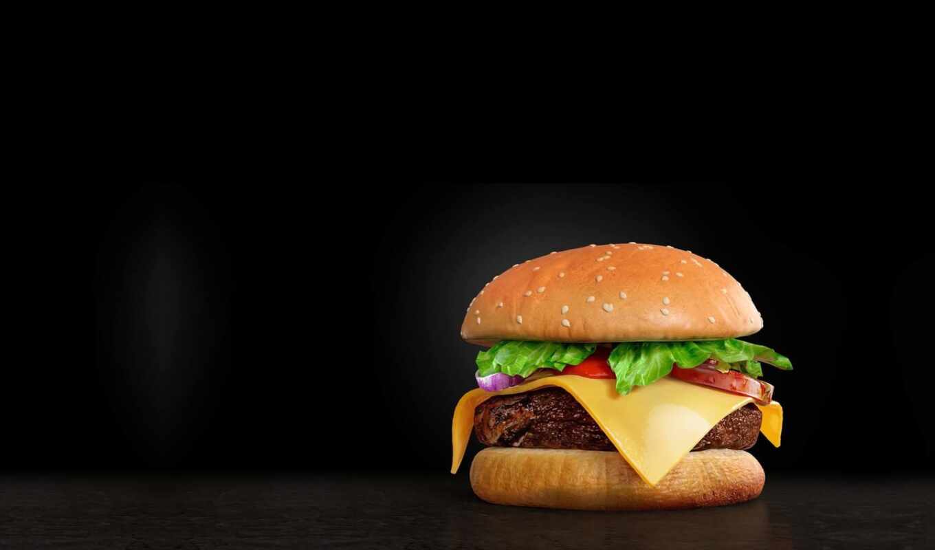 black, фон, star, чёрн, meal, burger, бутерброд, гамбургер, аппетитно, чизбургер