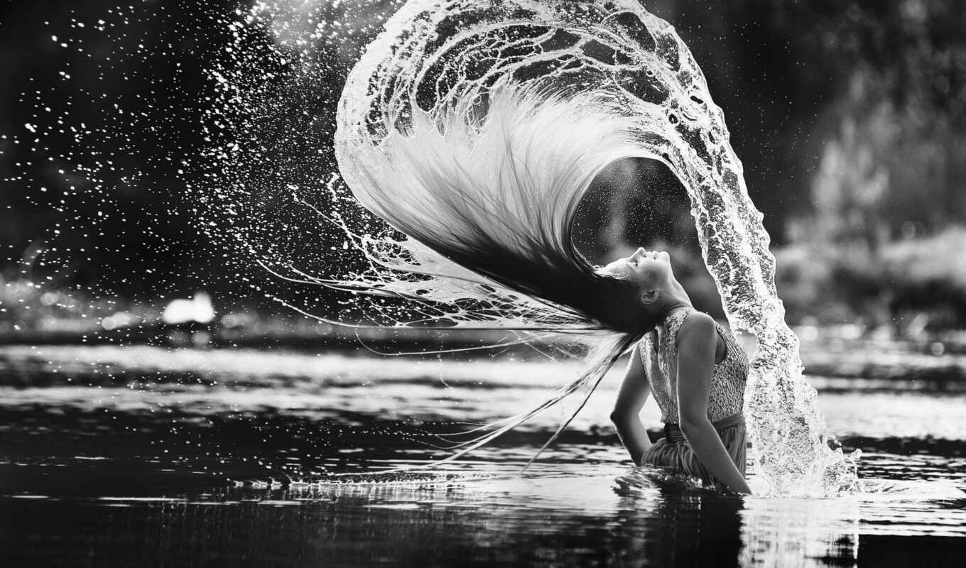 water, волосы, волна