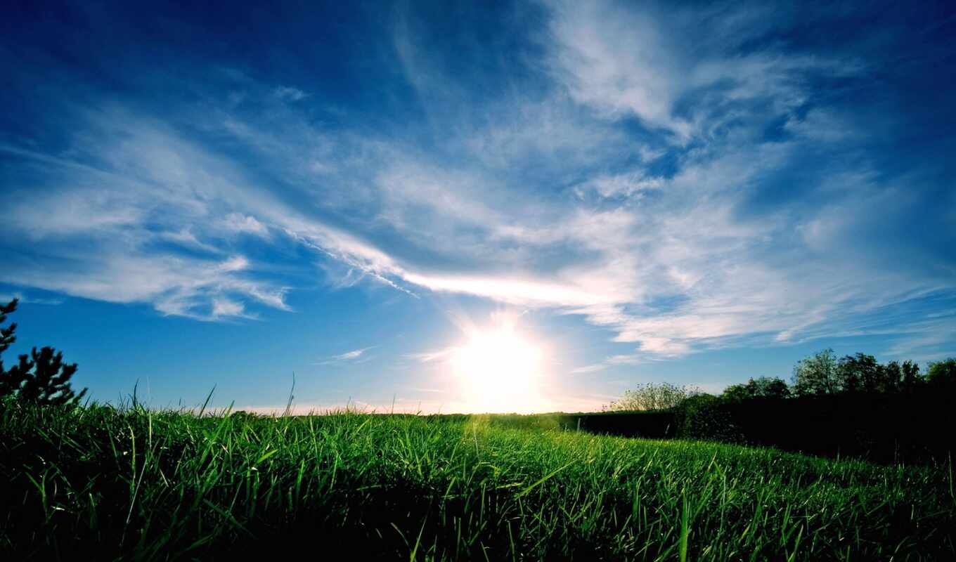 обои, облака, трава, крас, рассвет, солнце, tiamat