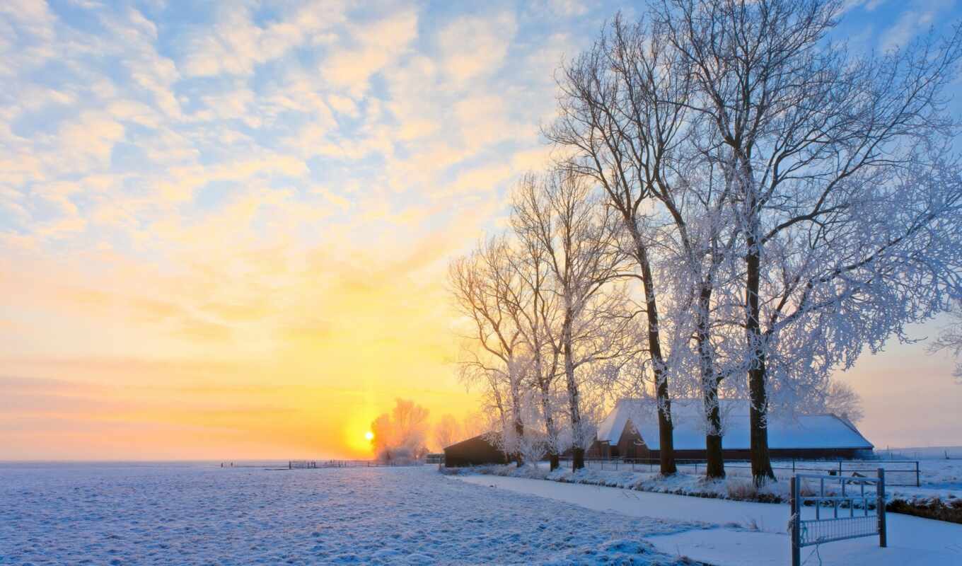 winter, farm, ohio