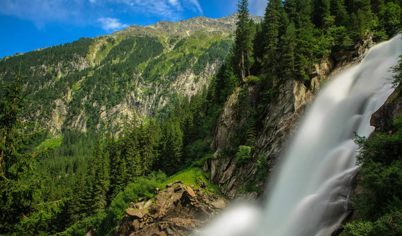 forest, Austria, waterfall, mountains, the alps, waterfalls, austrian, krimml, crym