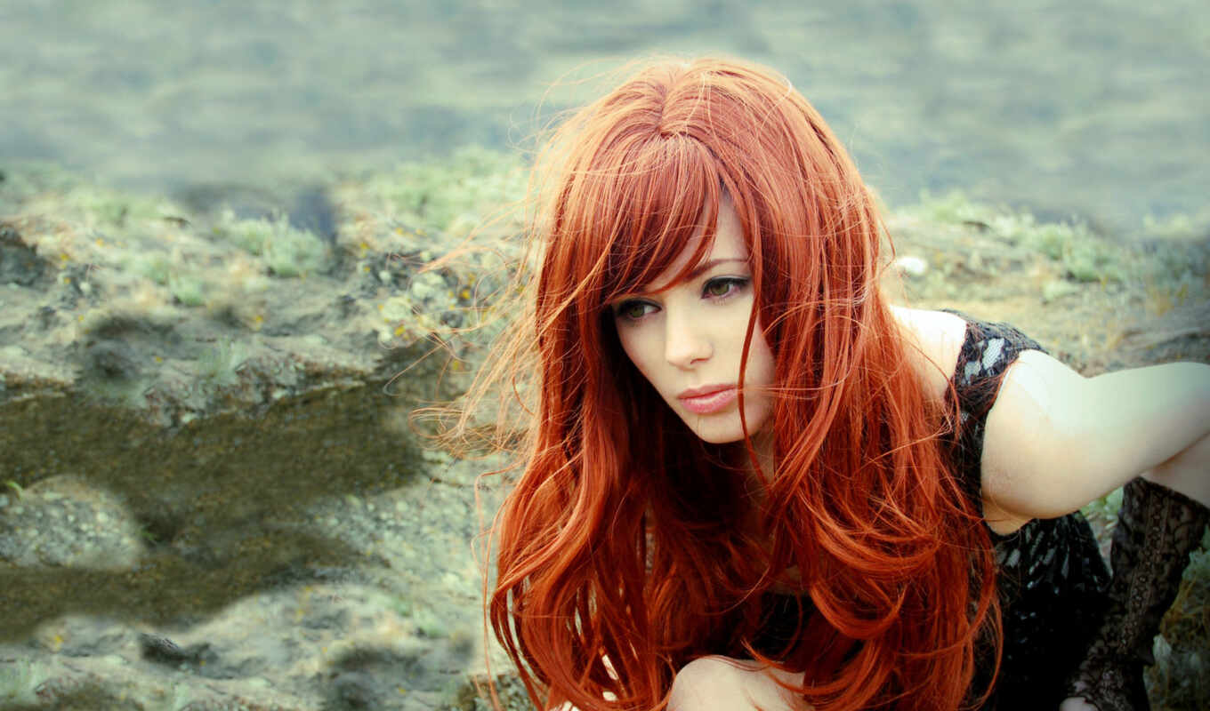 девушка, женщина, глаз, red, зелёный, волосы, модель, redhead