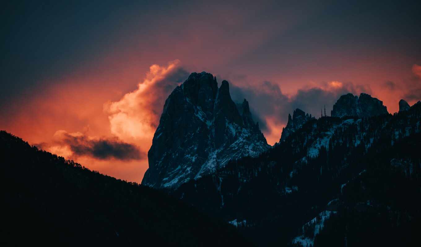 mobile, sunset, mountain, peak, half, italy, Adige, high, trentino, dolomite