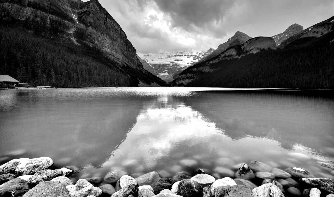 lake, photo, black, collection, white, water, mountain, landscape
