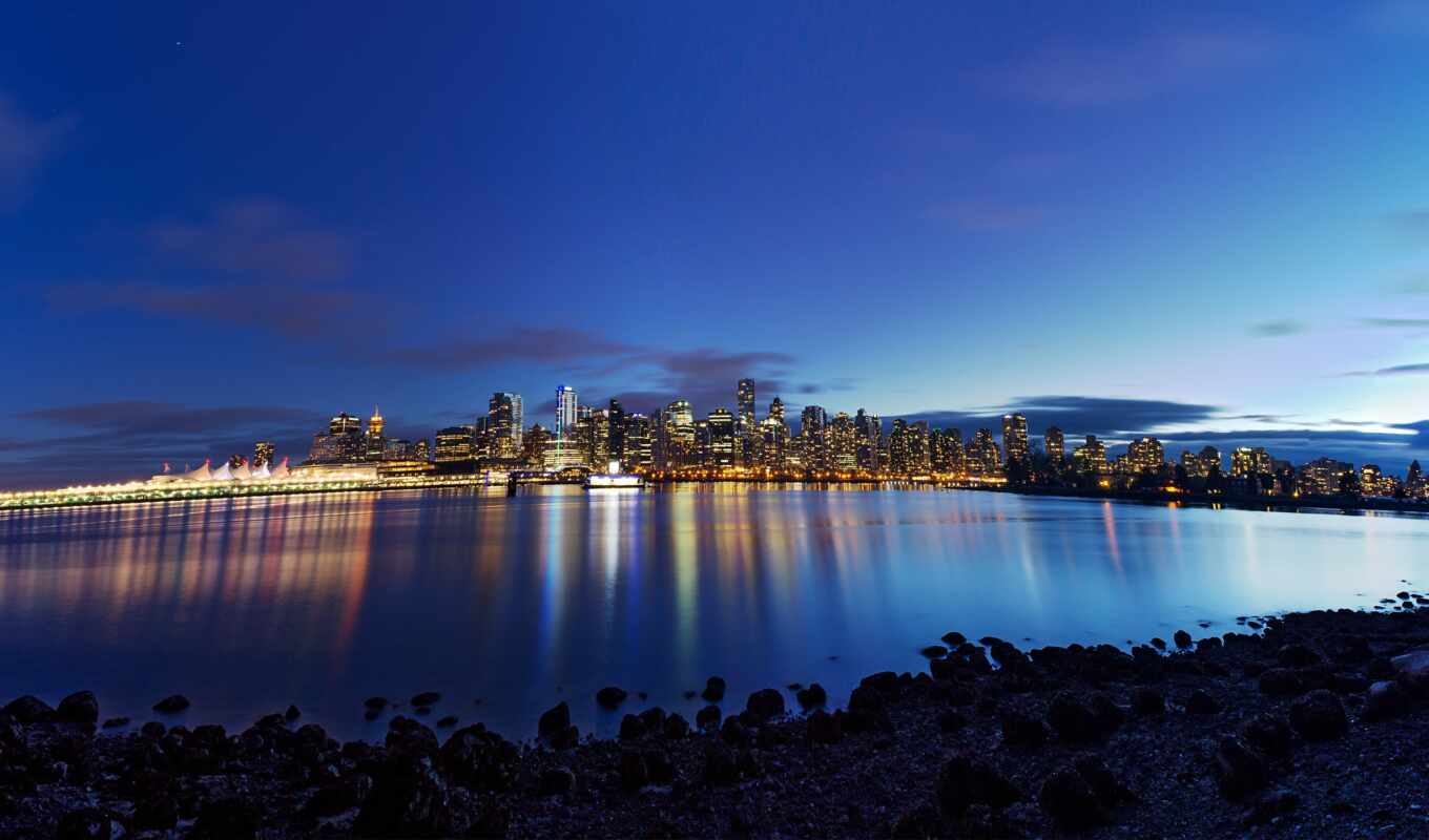 a laptop, city, water, Vancouver, akspicoboi