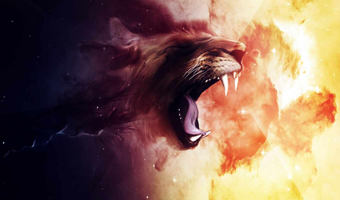 desktop, full, widescreen, cool, lion, рев