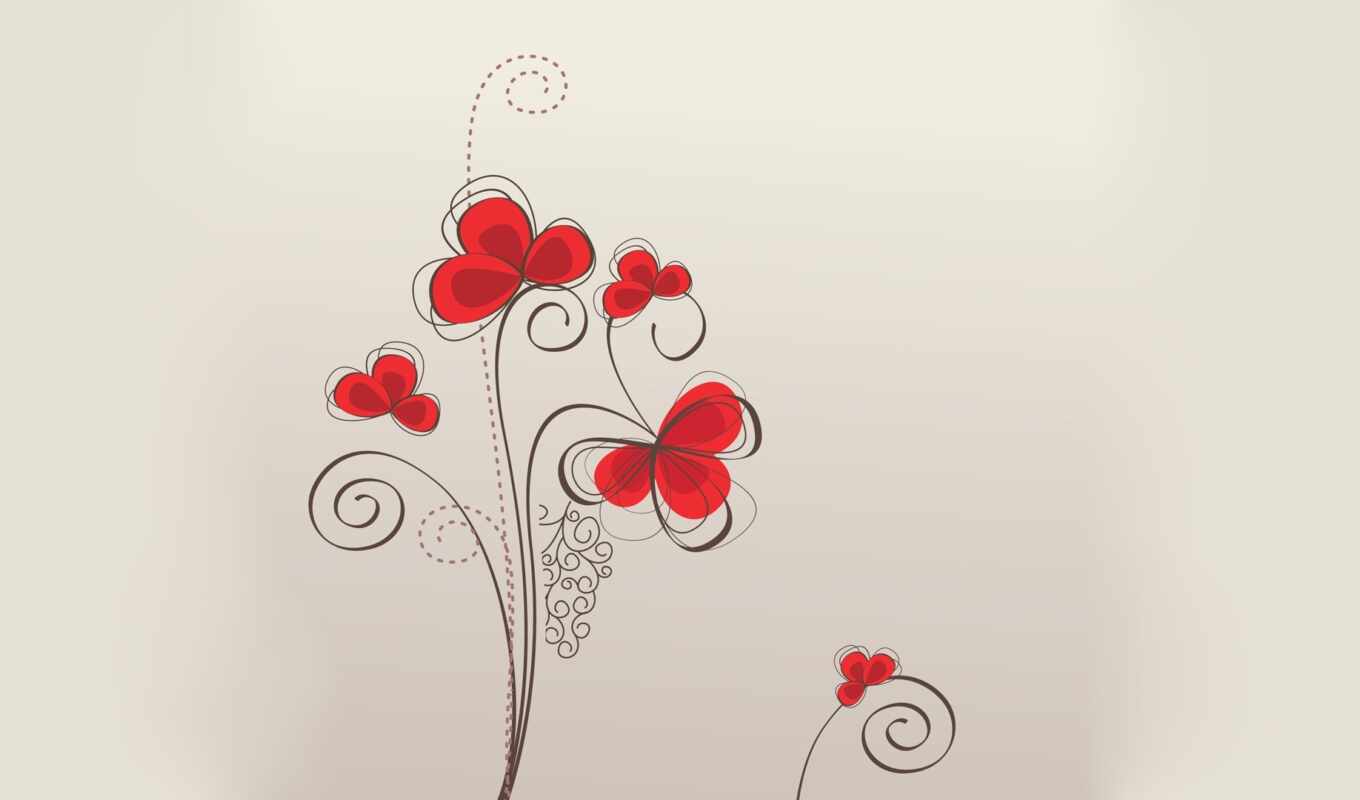 flowers, texture, vector, colors, red, pattern, heart