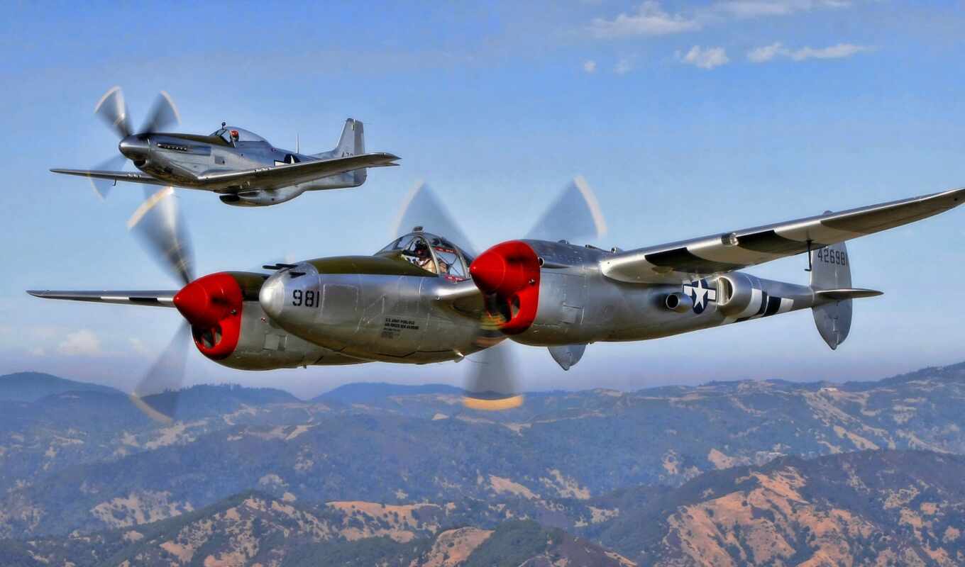 sky, Photo, the fighter, flight, aircraft, mustang, american, lighting, north