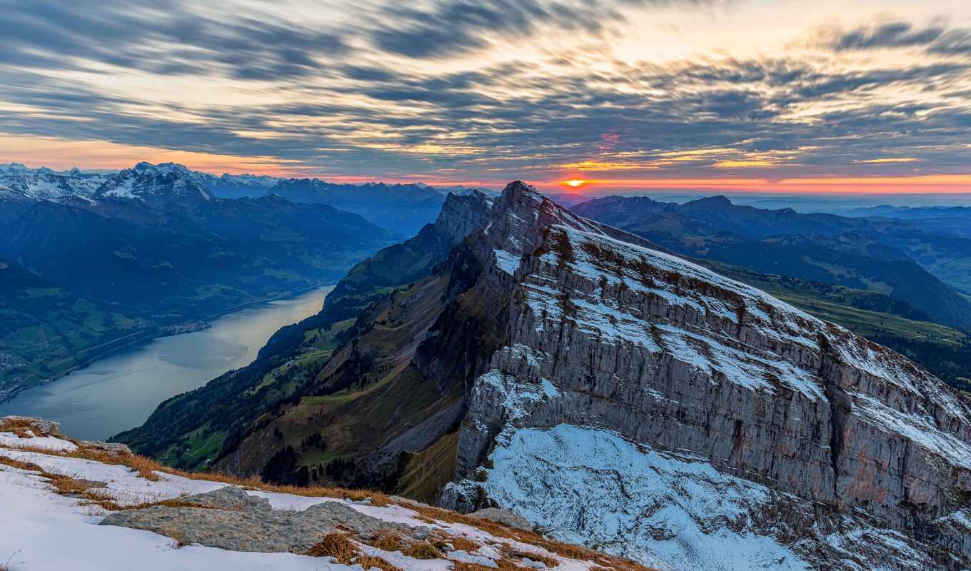 lake, high, sunset, mountain, autumn, sunrise, Switzerland, iphone, screensaver, kanton
